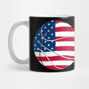 This is a USA basketball designed in United States flag colors Mug